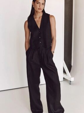DISSH Norah Linen Blend Black Size 6 New With Tags